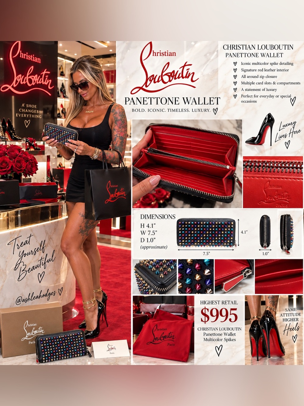 Christian Louboutin Panettone Studded Zippered Wallet